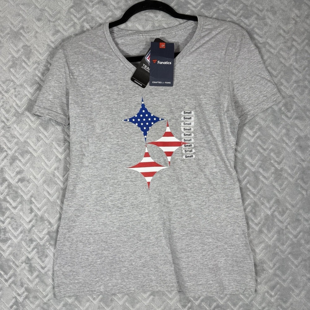 Fanatic Pittsburgh Steelers Patriotic Women's T-Shirt Flag Diamond Logo NFL Sm